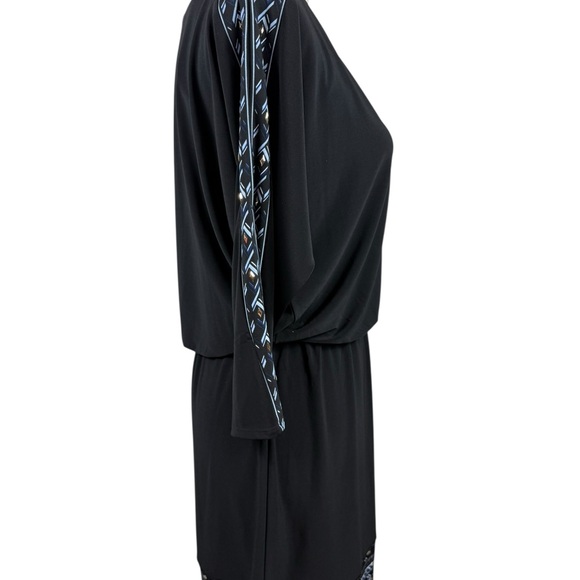 White House Black Market black split sleeve dress with embroidery size small - Picture 5 of 11